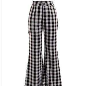 NWT RETRO BLACK AND WHITE PLAID FLARES/BELL BOTTOMS